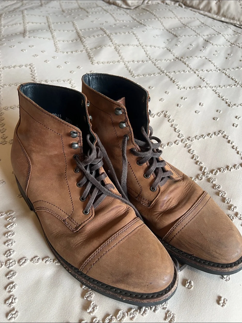 Thursday Boot Company Tan Leather Cap-Toe Lace-Up Boots